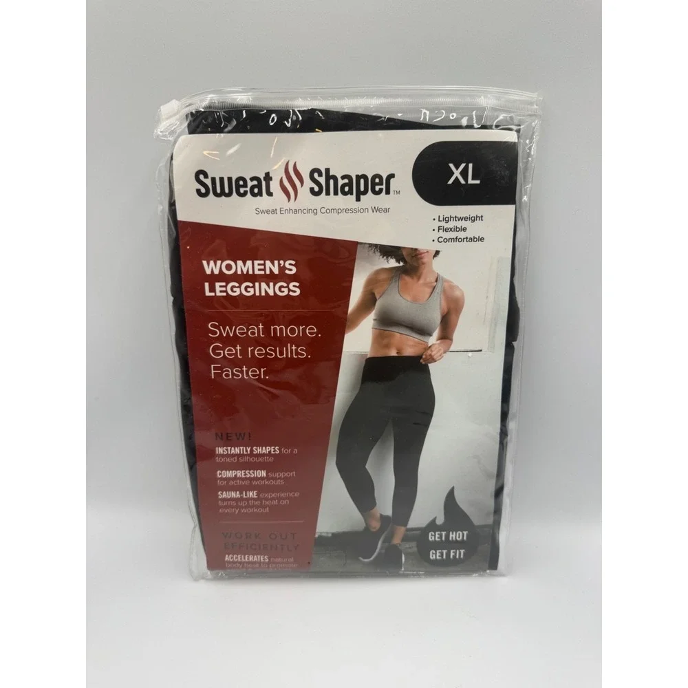 NWT‎ Novel Brands Sweat Shaper Leggings Women's XL Black Lightweight Comfortable